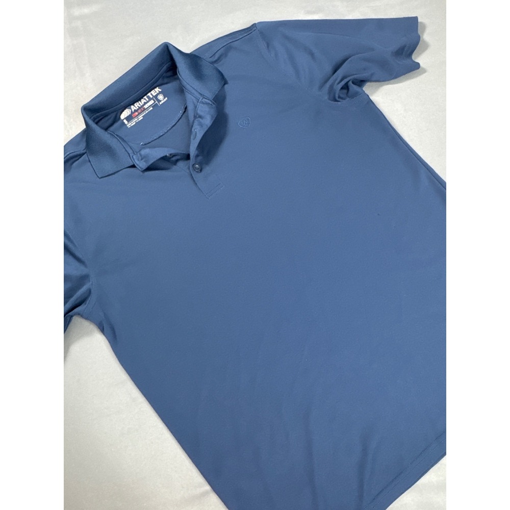 Ariat Mens AriatTEK Heat Series Polo Shirt Navy Blue Short Sleeve Size S